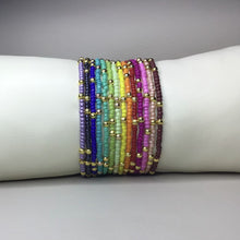 Load image into Gallery viewer, Bracelets | Seed Beads | Rainbow Colors | Gold Accent Bead | Solid Colors