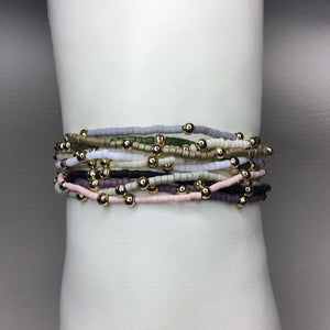 Bracelets | Seed Beads | Pastel Colors | Gold Accent Bead | Solid Colors