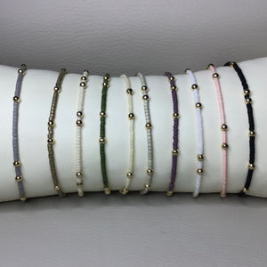 Bracelets | Seed Beads | Pastel Colors | Gold Accent Bead | Solid Colors