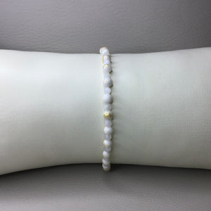 Bracelets | Natural Stone | Faceted Moonstone | Gold Mashan Jade | Beaded Bracelet | Handmade | Stretch Bracelets