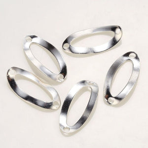 70pcs - 18x8mm, connector, double hole, oval, horse eye, wave, pendant, dangle, earring, component, charm, jewelry, DIY