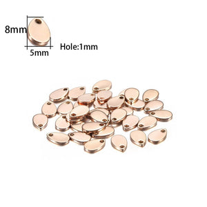 10pcs - 5x8mm, stainless steel, water drop, blank, heart, ellipse, rose gold, gold, steel, component, jewelry, DIY