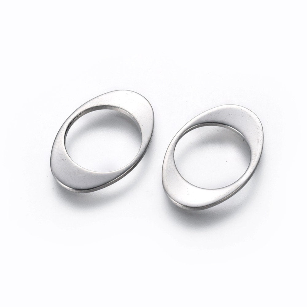 25pcs - 17x12mm, 304 Stainless Steel, linking rings, oval, pendant, dangle, earring, component, charm, jewelry, DIY