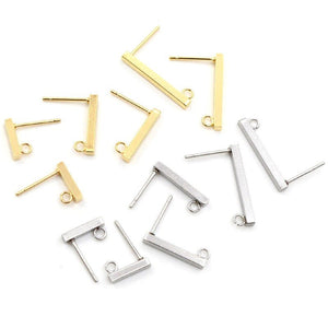 20pcs - 10,15,20mm, 316 Stainless Steel, earring post, rectangle, long bar, earring hook, connector, component, jewelry, DIY