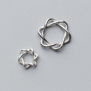 2pcs - 9mm, .925 Sterling Silver, bead, linking ring, star, twisted, component, jewelry, DIY, destash