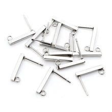 Load image into Gallery viewer, 20pcs - 10,15,20mm, 316 Stainless Steel, earring post, rectangle, long bar, earring hook, connector, component, jewelry, DIY
