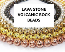 Load image into Gallery viewer, 20pcs - 6mm, 12mm, lava rock, volcanic, bead, silver, gold, rose gold, black, gunmetal, component, jewelry, DIY