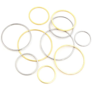 20pcs - 12-40mm, 316L stainless steel, linking rings, silver, gold, thin, hoops, closed, pendant, dangle, earring, component, charm, jewelry