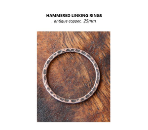 4pcs - 16mm, 25mm, linking rings, antique copper, antique gold, antique silver, steel, hammered, earring, component, charm, jewelry, DIY,