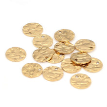 Load image into Gallery viewer, 10pcs - 8,10,12mm, Stainless Steel, charm, disc, pendant, round, irregular, hammered, gold, silver, craft, jewelry making, finding, diy
