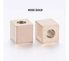 Load image into Gallery viewer, 10pcs - 6mm, 304 stainless steel, cube, square, vacuum plated, bead, rose gold, gold, silver, earring, necklace, jewelry, DIY