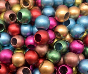 50pcs - 12x10mm, matte, metallic, acrylic spacer beads, big hole, large hole, component, jewelry, DIY,