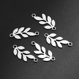 10pcs - 22x9mm, Stainless Steel, gold, silver, connector, leaf, leaves, branch, component, jewelry, DIY, polished