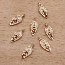 Load image into Gallery viewer, 50pcs - 5x13.5mm, copper leaf pendant, waterdrop, vintage, charm, earrings, jewelry making, necklace, bracelet, finding, diy