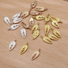Load image into Gallery viewer, 50pcs - 5x13.5mm, copper leaf pendant, waterdrop, vintage, charm, earrings, jewelry making, necklace, bracelet, finding, diy