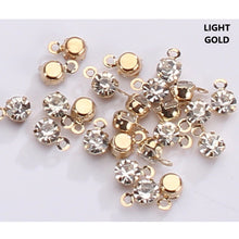 Load image into Gallery viewer, 40pcs - 4mm, mini, brass charm, clear cubic zirconia, gold, silver, light gold, jewelry making, tiny, necklace, earrings, bracelet, diy