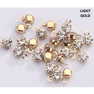 40pcs - 4mm, mini, brass charm, clear cubic zirconia, gold, silver, light gold, jewelry making, tiny, necklace, earrings, bracelet, diy