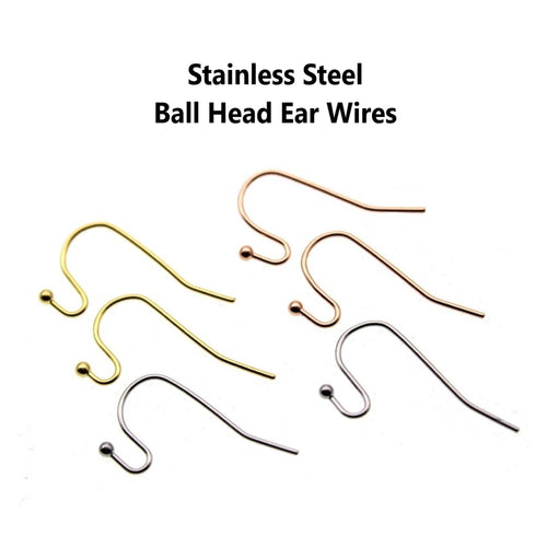 20pcs - 21x12mm, stainless steel, ball head, ear wire, earring finding, hook, gold, rose gold, silver, component, jewelry, DIY