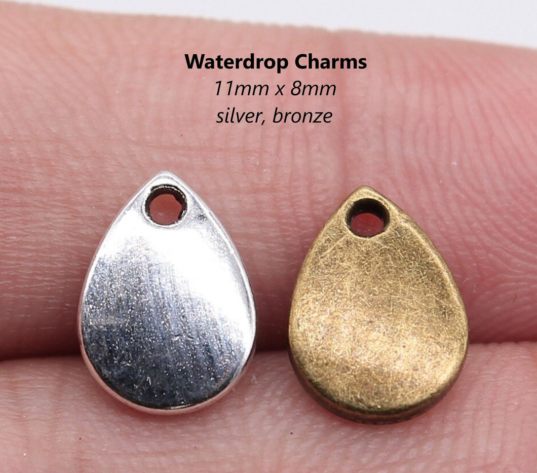 40pcs - 11x8mm, charm, pendant, drop, teardrop, silver, bronze, alloy, dangle, earring, component, charm, jewelry, DIY