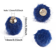 Load image into Gallery viewer, 10pcs - 10mm, faux mink, pompom, mini, fur, ball, pendant, charm, jewelry making, necklace, earrings, diy