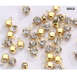 40pcs - 4mm, mini, brass charm, clear cubic zirconia, gold, silver, light gold, jewelry making, tiny, necklace, earrings, bracelet, diy