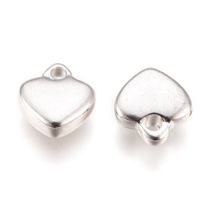 10pcs - 7mm, 304 Stainless Steel, heart, solid, charm, pendant, gold, silver, steel, craft, jewelry making, finding, diy
