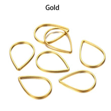 Load image into Gallery viewer, 20pcs - 15x21, 22x31mm, brass, drop, waterdrop, silver, gold, gunmetal, bronze, linking ring, earring, jewelry making, pendant, charm