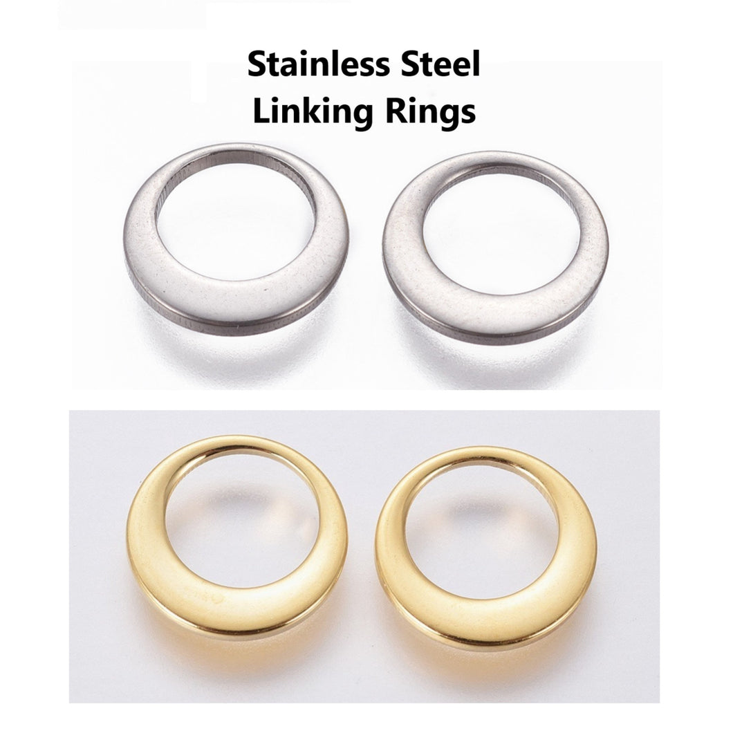 20pcs - 10mm, 304 stainless steel, linking ring, pendant, charm, gold, silver, dangle, earring, component, charm, jewelry, DIY