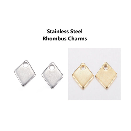 20pcs - 7x9mm, 304 stainless steel, diamond, geometric, pendant, charm, silver, gold, dangle, earring, component, charm, jewelry, DIY