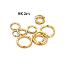 Load image into Gallery viewer, 50pcs - 3-10mm, stainless steel, jump ring, open, steel, silver, gold, rose gold, black, connector, earring, component, jewelry finding