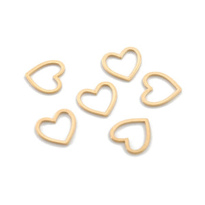 10pcs - 17mm, raw brass, charm, heart, open, hollow, link, pendant, craft, jewelry making, finding, diy