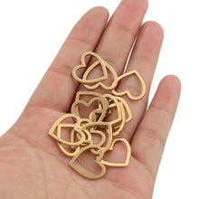 Load image into Gallery viewer, 10pcs - 17mm, raw brass, charm, heart, open, hollow, link, pendant, craft, jewelry making, finding, diy