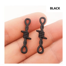 Load image into Gallery viewer, 20pcs - 34x10mm, connector, hemp, barbed wire, thorn, silver, gold, bronze, black, rope, charm, dangle, pendant, earring, component, jewelry