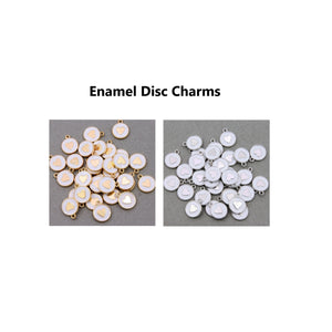 10pcs - 12mm, enamel, zinc alloy, charm, disc, heart, white, gold, silver, pendant, round, irregular, hammered, jewelry making, finding