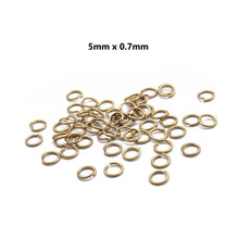 Load image into Gallery viewer, 50pcs - 4,5,7,8mm, raw brass, jump ring, connector, round, circle, open, link, pendant, craft, jewelry making, finding, diy