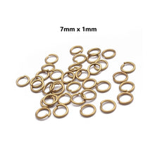 Load image into Gallery viewer, 50pcs - 4,5,7,8mm, raw brass, jump ring, connector, round, circle, open, link, pendant, craft, jewelry making, finding, diy