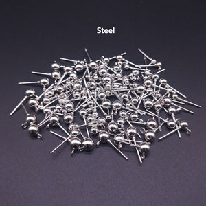 20pcs - 3,4,5mm, Stainless Steel, earring post, ball, steel, bright silver, gold, KC gold, gunmetal, round, connector, component, jewelry