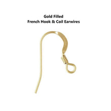Load image into Gallery viewer, 2pcs, Gold Filled French Hook &amp; Coil Ear Wires, 17mm wide, 14mm tall, 0.6mm wire, 2mm hole