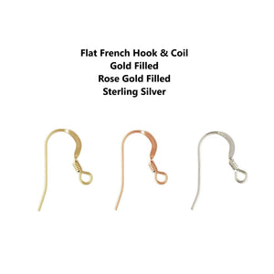 2pcs, Gold Filled French Hook & Coil Ear Wires, 17mm wide, 14mm tall, 0.6mm wire, 2mm hole