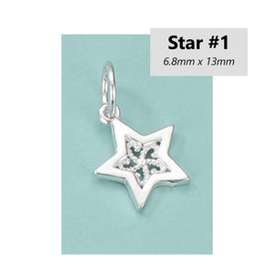 2pcs - Sterling Silver, star, moon, filigree, solid, pendant, component, jewelry, DIY,