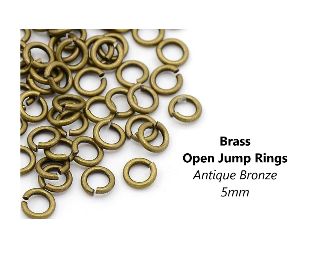 50pcs -  5mm, Brass Jump Rings, antique bronze, open, 5mm, jewelry making, connectors