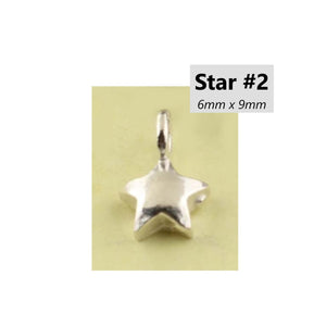 2pcs - Sterling Silver, star, moon, filigree, solid, pendant, component, jewelry, DIY,