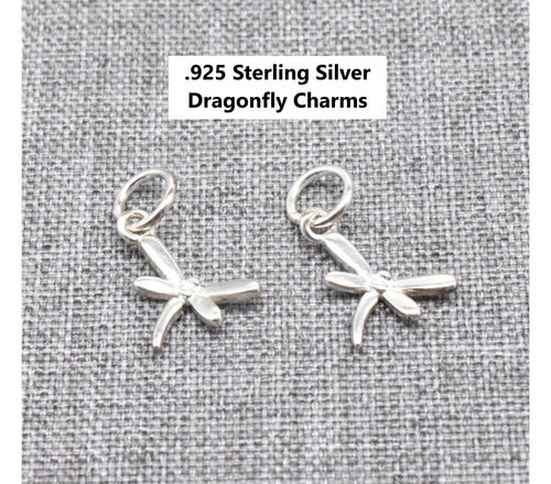 2pcs - 12x10mm, .925 Sterling Silver, dragonfly, wings, pendant, component, jewelry, DIY,