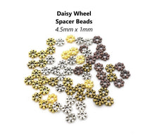 Load image into Gallery viewer, 40pcs - 4x1mm, tiny, daisy wheel, spacer, bead, natural beads, earring, necklace, bracelet, craft, beading, diy