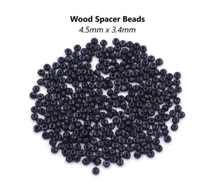 100pcs - 4x3mm, black, wood beads, spacer beads, wood, dangle, pendant, earring, component, charm, jewelry, DIY