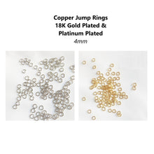 Load image into Gallery viewer, 20pcs - 4mm, jump ring, 18k Gold Plated, Platinum Plated, open, connector, dangle, earring, component, charm, jewelry