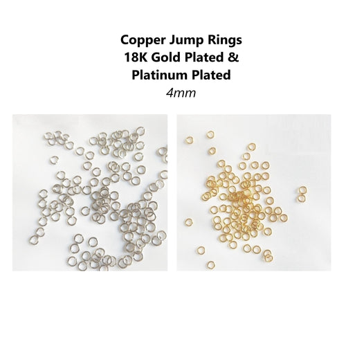 20pcs - 4mm, jump ring, 18k Gold Plated, Platinum Plated, open, connector, dangle, earring, component, charm, jewelry