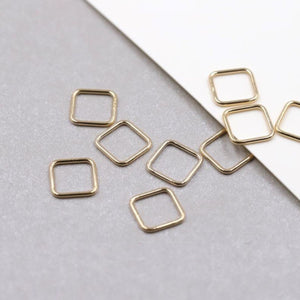 2pcs - 6,8mm, 14K Gold Filled, square, charm, tiny, linking ring, copper base, connecto