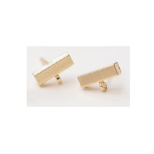 Load image into Gallery viewer, 10x3mm, 2pcs, gold plated, copper, rectangle, sterling silver pin, earring post, loop, connector