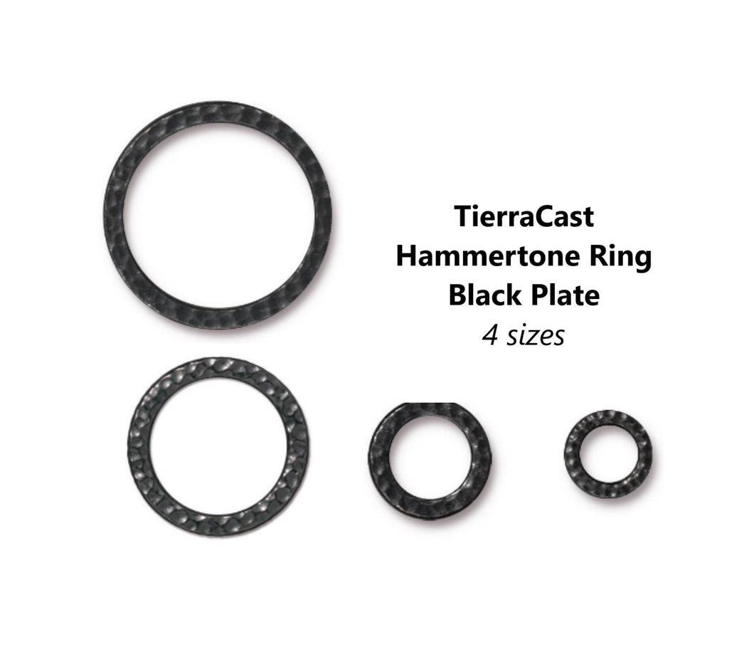 4pcs - 8-25mm, Tierracast, hammered, black plate, linking rings, round, jewelry making, bracelet, earrings,diy